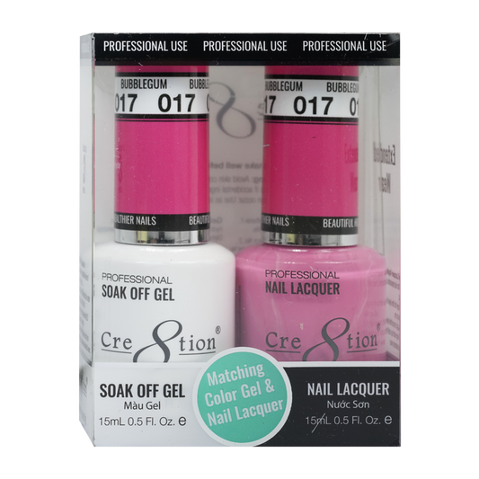 Cre8tion Matching Color Gel & Nail Lacquer - 017 Bubblegum