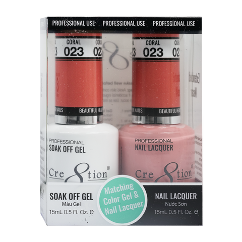 Cre8tion Matching Color Gel & Nail Lacquer - 023 Coral