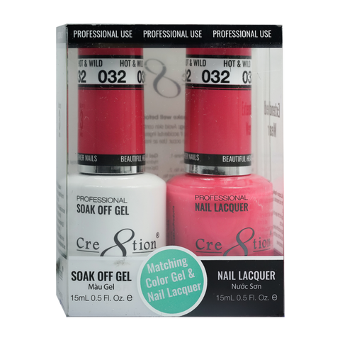 Cre8tion Matching Color Gel & Nail Lacquer - 032 Hot and Wild