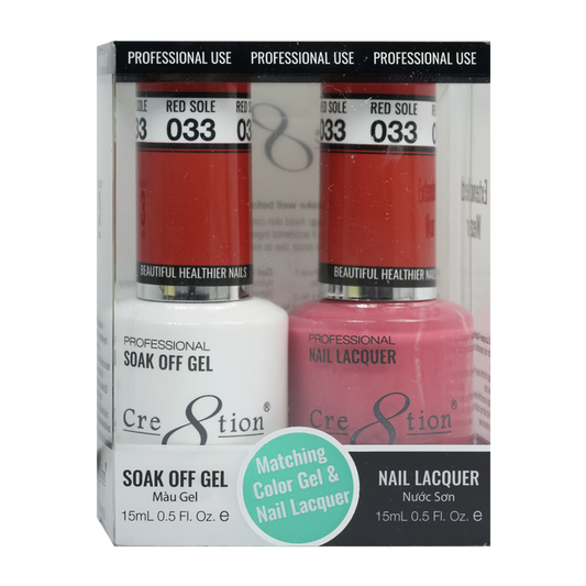 Cre8tion Matching Color Gel & Nail Lacquer - 033 Red Sole