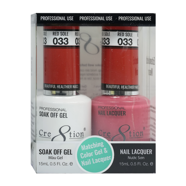 Cre8tion Matching Color Gel & Nail Lacquer - 033 Red Sole