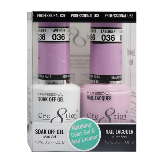 Cre8tion Matching Color Gel & Nail Lacquer - 036 Lavender