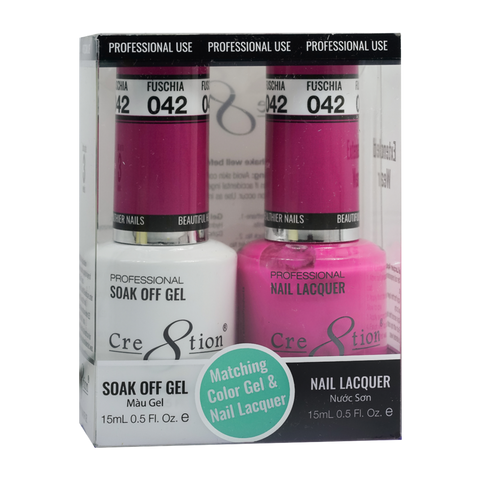 Cre8tion Matching Color Gel & Nail Lacquer - 042 Fuschia