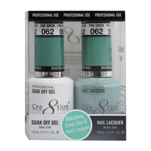 Cre8tion Matching Color Gel & Nail Lacquer - 062 Pine Green