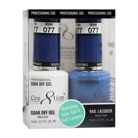 Cre8tion Matching Color Gel & Nail Lacquer - 077 Denim