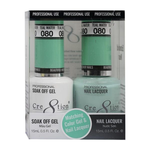 Cre8tion Matching Color Gel & Nail Lacquer - 080 Teal Water