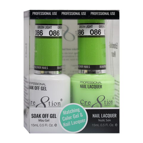 Cre8tion Matching Color Gel & Nail Lacquer - 086 Green Light