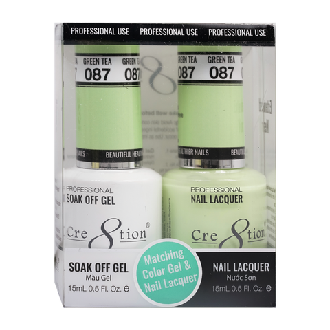 Cre8tion Matching Color Gel & Nail Lacquer - 087 Green Tea