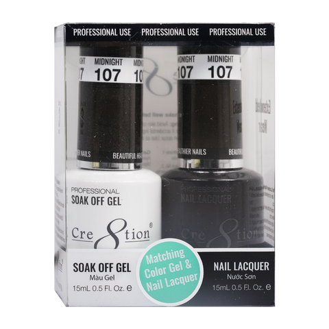 Cre8tion Matching Color Gel & Nail Lacquer - 107 Mid Night
