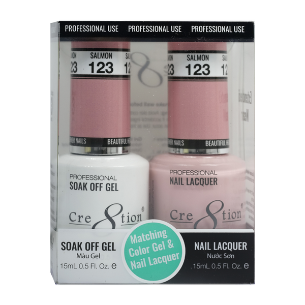 Cre8tion Matching Color Gel & Nail Lacquer - 123 Salmon