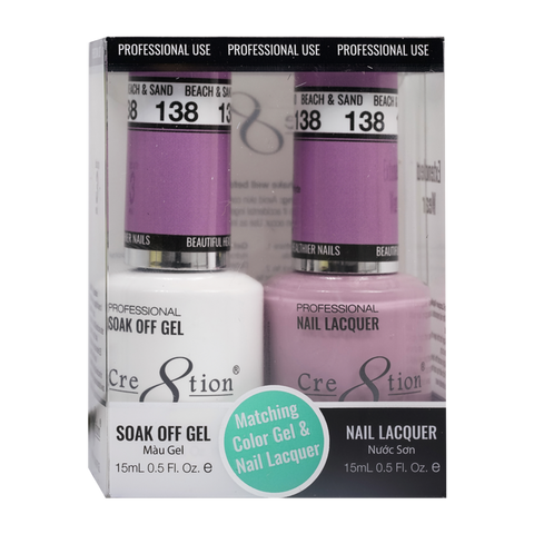 Cre8tion Matching Color Gel & Nail Lacquer - 138 Beach & Sand