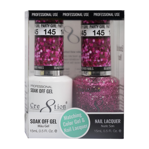 Cre8tion Matching Color Gel & Nail Lacquer - 145 Party Girl