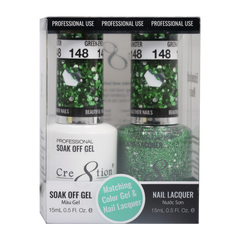Cre8tion Matching Color Gel & Nail Lacquer - 148 Green Eyed Monster