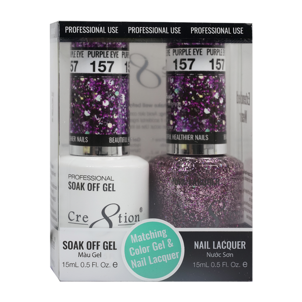 Cre8tion Matching Color Gel & Nail Lacquer - 157 Purple Eyes