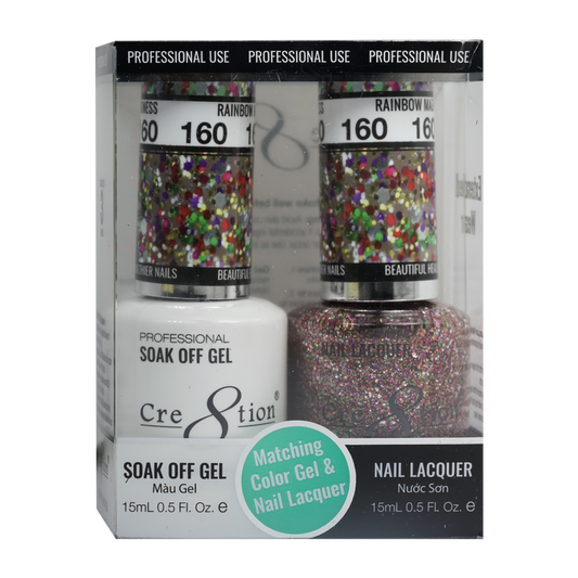 Cre8tion Matching Color Gel & Nail Lacquer - 160 Raindbow Madness