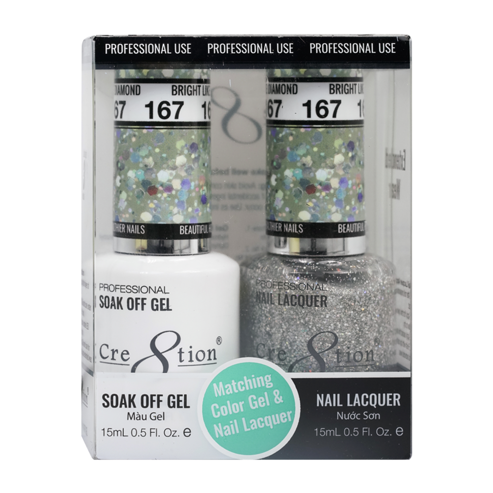 Cre8tion Matching Color Gel & Nail Lacquer - 167 Bright Diamond