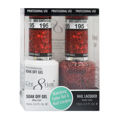 Cre8tion Matching Color Gel & Nail Lacquer - 195 Mrs Santa Claus