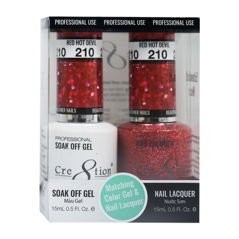Cre8tion Matching Color Gel & Nail Lacquer - 210 Red Hot Devil