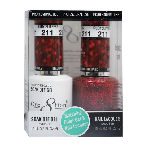 Cre8tion Matching Color Gel & Nail Lacquer - 211 Ruby Slippers