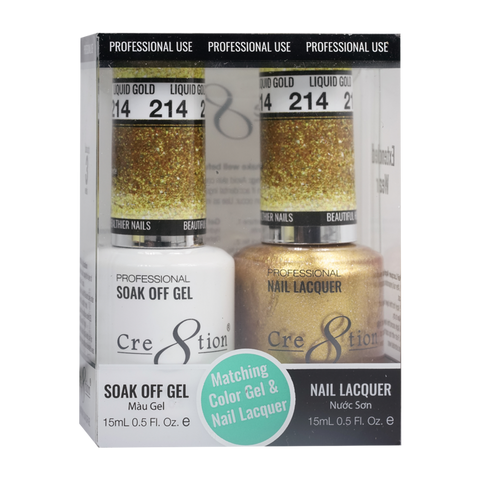 Cre8tion Matching Color Gel & Nail Lacquer - 214 Liquid Gold